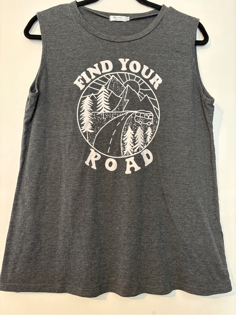 Find Your Road Graphic Muscle Tee - Gray